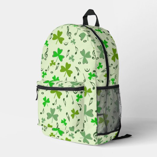 Kleeblätter Musiknoten Bedruckter Rucksack (Rückseitige Ecke Rechts)