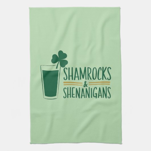 Kleeblätter & Schabernack: St. Patrick's Day Desig Geschirrtuch (Vertikal)