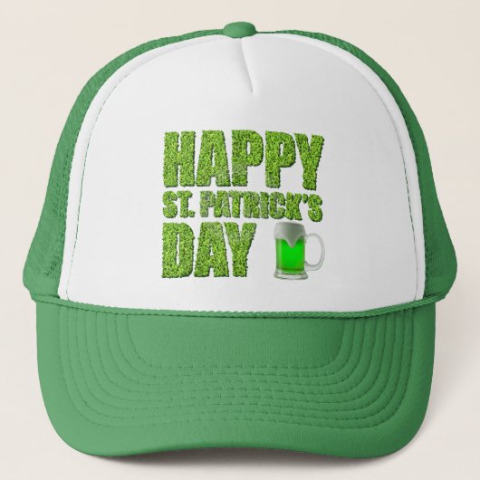 Kleeblätter u. grünes Bier-glücklichen St Patrick Truckerkappe (Vorderseite)