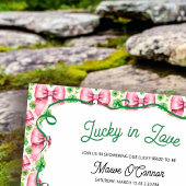 Kleeblätter und Bows Rosa und grünes Brautparty Einladung