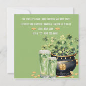 Kleeblätter und das Party "Green Beer St Patricks' Einladung (Rückseite)