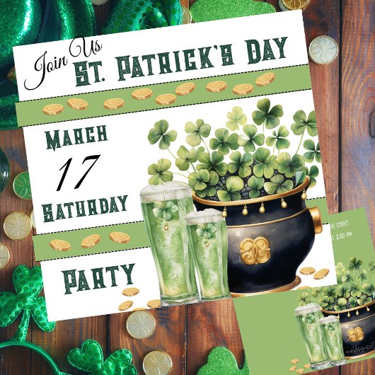 Kleeblätter und das Party "Green Beer St Patricks' Einladung