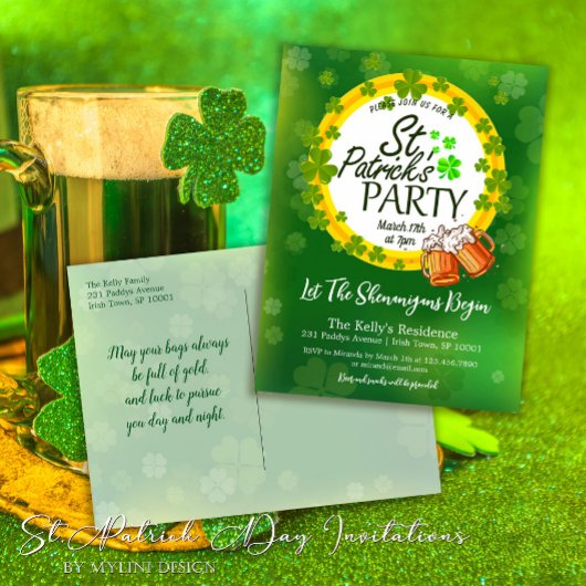 Kleeblätter und Einladung zum Bierfest St. Patrick