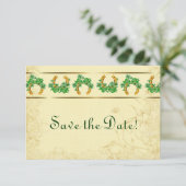 Kleeblätter und Goldirisch Save the Date (Stehend Vorderseite)
