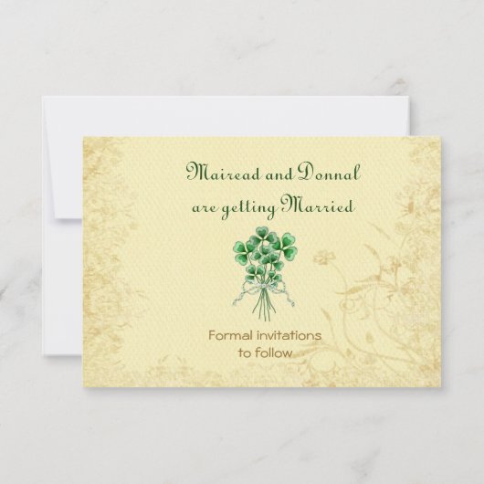 Kleeblätter und Goldirisch Save the Date (Rückseite)