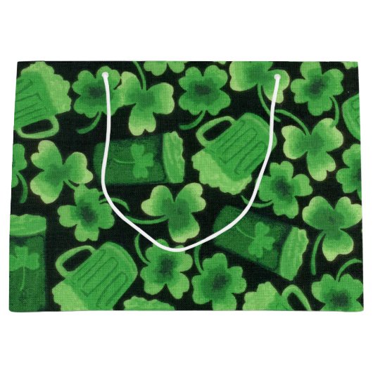 Kleeblätter und Grüne Bier Große Geschenktüte (Vorderseite)