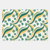 Kleeblätter und Kobolde auf Senf Geschenkpapier Set (Vorderseite 3)