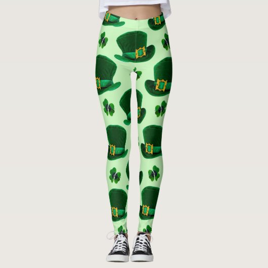 Kleeblätter und Leprecherhäuser Leggings (Vorderseite)