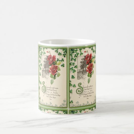 Kleeblätter und Rosen Kaffeetasse (Mittel)