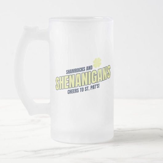 Kleeblätter und Schabernack gefrosteter Glasmug Mattglas Bierglas (Links)