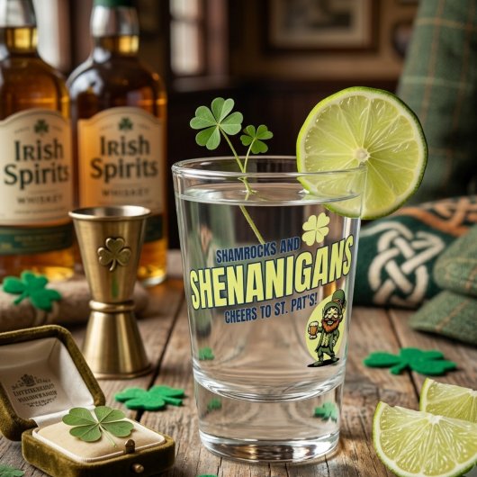 Kleeblätter und Schabernack St. Patrick's Day Schnapsglas