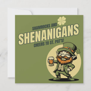 Kleeblätter und Shenanigans St. Patrick's Day Feiertagskarte