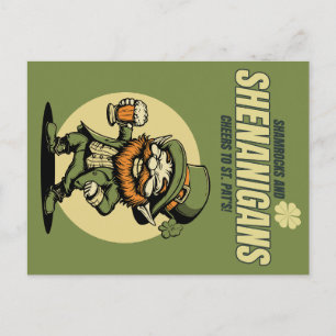 Kleeblätter und Shenanigans St. Patrick's Day Postkarte