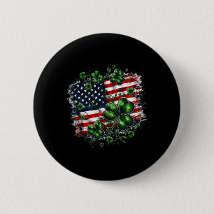 Kleeblätter und unsere amerikanische Flagge St. Pa Button