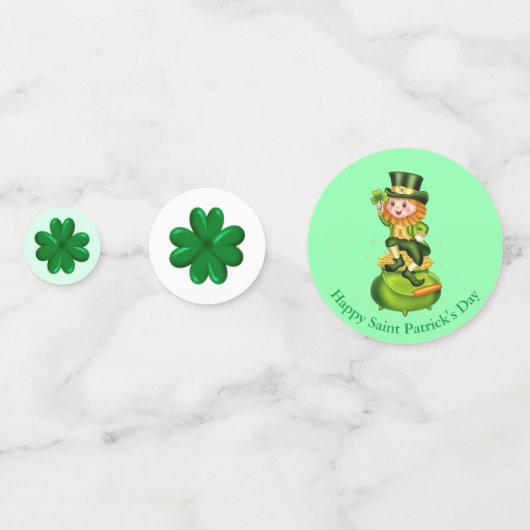 Kleeblätter zum St. Patrick's Day & Niedlich Lepre Konfetti (Vorderseiten)