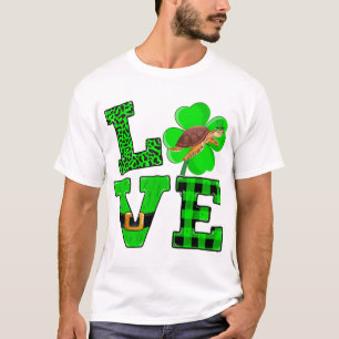 Kleeblattgrün kariert Liebes-Schildkröte St. Patri T-Shirt