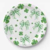 Kleeblattgrüne Schleife St. Patricks Day Pappteller (Vorderseite)