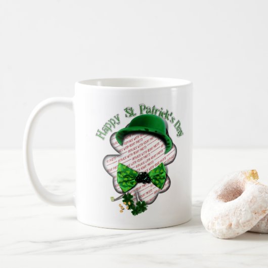 Kleeblattrahmen St. Patrick's Day Kaffeetasse (Mit Donut)
