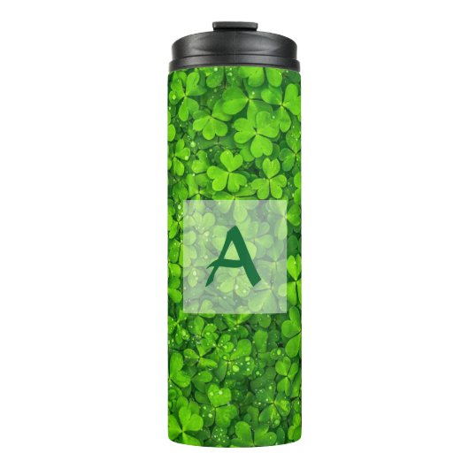 Kleeblatts Clover Blätter St. Patrick's Day Monogr Thermosbecher (Vorderseite)