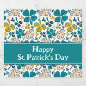 Kleeblatts Clover Green St. Patrick`s Day Pattern Bierflaschenetikett (Einzelnes Label)