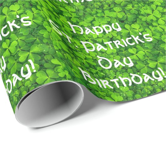 Kleeblatts Clover Verlasse St. Patrick's Day Gebur Geschenkpapier (Rolleneckpunkt)