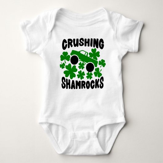 Kleeblatts erpressen St. Patrick's Day MonsterTruc Baby Strampler (Vorderseite)