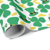 Kleeblatts Gold Coins Leprechaun-Hutmuster Geschenkpapier (Rolleneckpunkt)