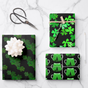 Kleeblatts Irish Clover Green Beer Cheers Geschenkpapier Set