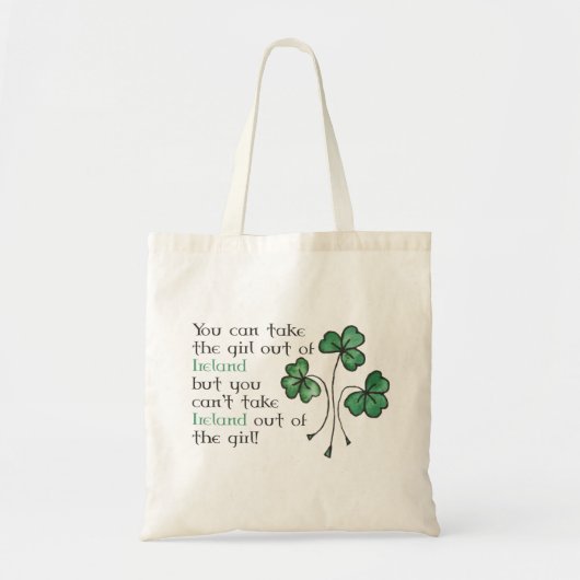 Kleeblatts Irish Girl Quote Budget Tote Tag Tragetasche (Vorne)