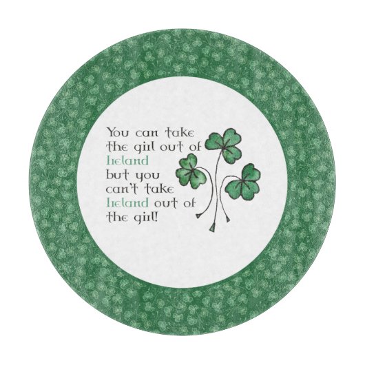 Kleeblatts Irish Girl Quote Glass Cutting Board Schneidebrett (Vorderseite)