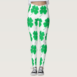 Kleeblatts Irish Green St Patricks Day White Leggings