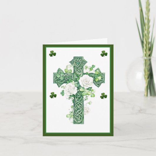 Kleeblatts Katholische Irish Celtic Cross Beileid Dankeskarte (Vorderseite)