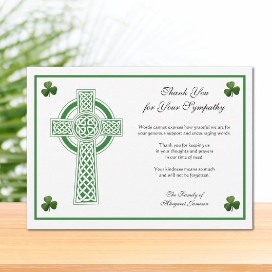 Kleeblatts Katholische Irish Celtic Cross Beileid Dankeskarte
