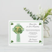 Kleeblatts Katholische Irish Celtic Cross Beileid Dankeskarte (Stehend Vorderseite)