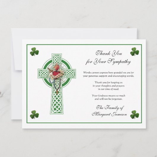 Kleeblatts Mary Irish Celtic Cross Beileid Dankeskarte (Vorderseite)