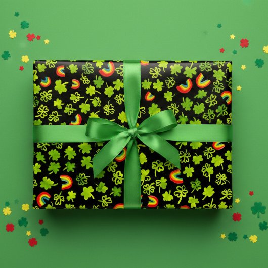 Kleeblatts & Rainbows St Patricks Day Geschenkpapier Set
