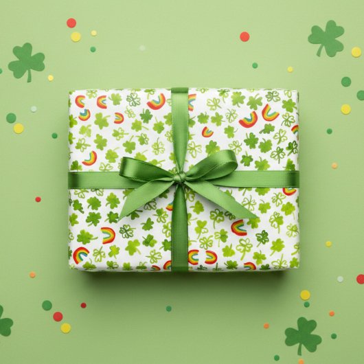 Kleeblatts & Rainbows St Patricks Day Geschenkpapier Set