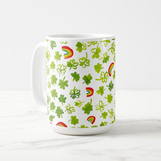 Kleeblatts Rainbows Watercolor ST PATRICKS DAY Kaffeetasse (Vorderseite Links)