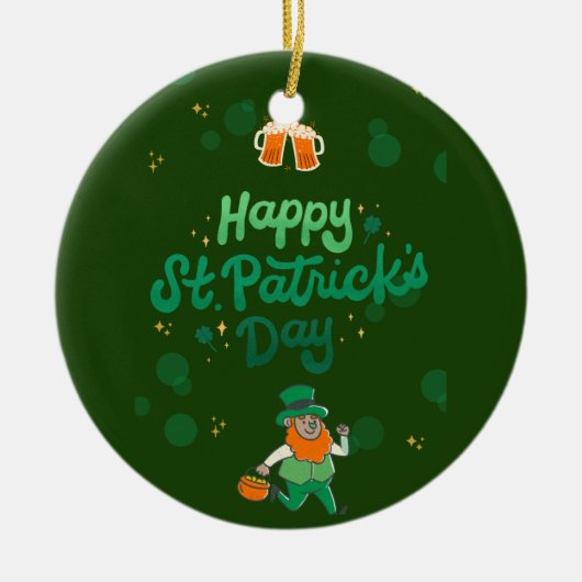 "Kleeblatts & Shenanigans: Ein St. Patrick's Day Keramik Ornament (Vorne)