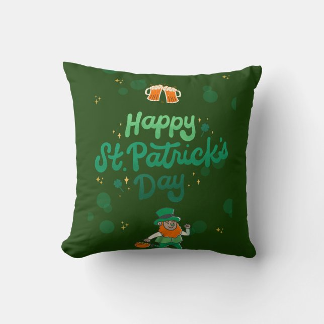 "Kleeblatts & Shenanigans: Ein St. Patrick's Day Kissen (Vorderseite)