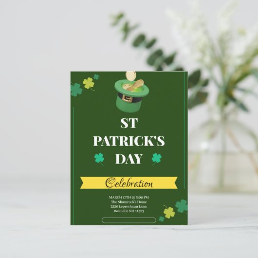 "Kleeblatts & Shenanigans: Ein St. Patrick's Day Postkarte (Stehend Vorderseite)
