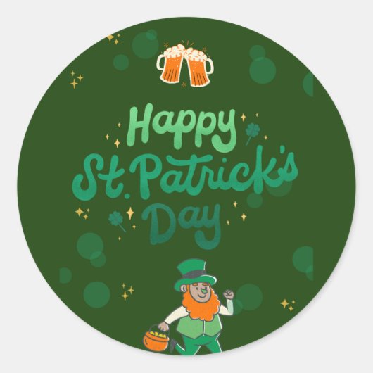 "Kleeblatts & Shenanigans: Ein St. Patrick's Day Runder Aufkleber (Vorderseite)