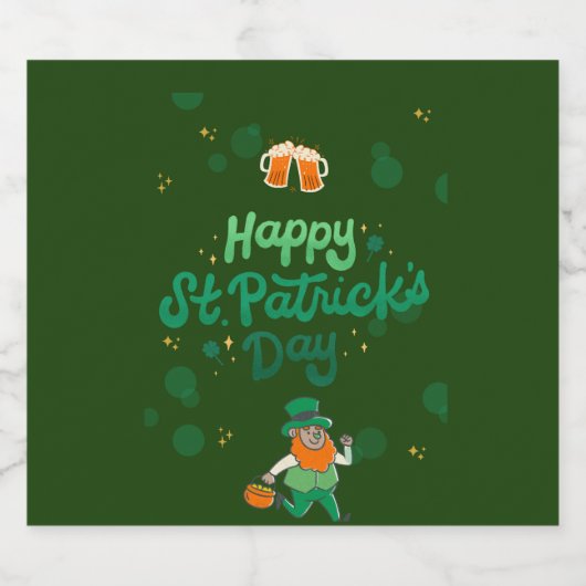 "Kleeblatts & Shenanigans: Ein St. Patrick's Day Schaumweinetikett (Einzelnes Label)