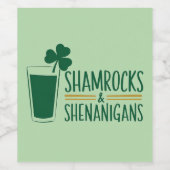 Kleeblatts & Shenanigans: St. Patrick's Day Design Weinetikett (Einzelnes Label)