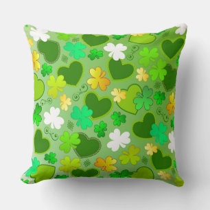 Kleeblatts & St. Patrick's Day Hearts Throw Kissen