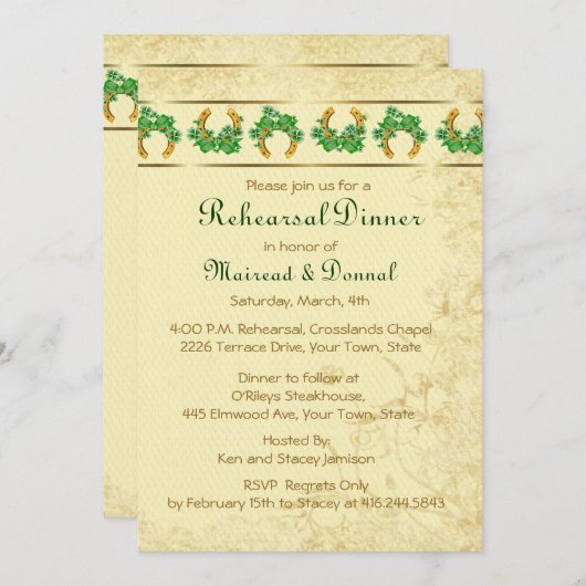 Kleeblatts und Abendessen mit irischer Probe Einladung (Vorne/Hinten)