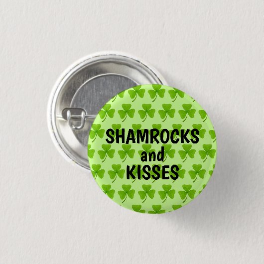 Kleeblatts und Kisses Green Kleeblatt Pattern Button (Vorne & Hinten)