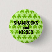 Kleeblatts und Kisses Green Kleeblatt Pattern Button (Vorderseite)