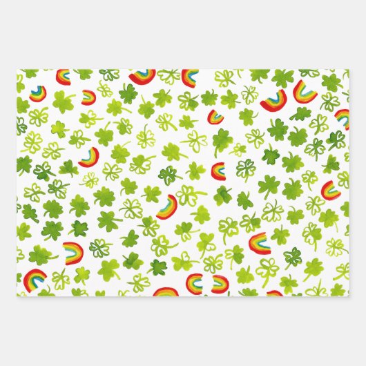 Kleeblatts und Regenbogen Irish St Patty's Geschenkpapier Set (Vorderseite 3)