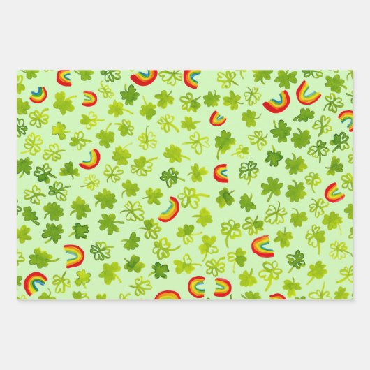 Kleeblatts und Regenbogen Irish St Patty's Geschenkpapier Set (Vorderseite 2)